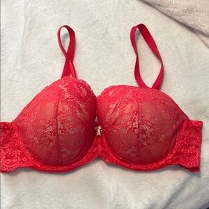 Victoria's Secret Red Lace Bra with Underwire and Adjustable Straps